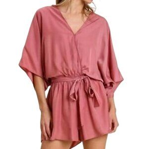 NWT | Anthropologie UMGEE Rose Gold Pink Romper Boho Women sz. Large | MSRP $189
